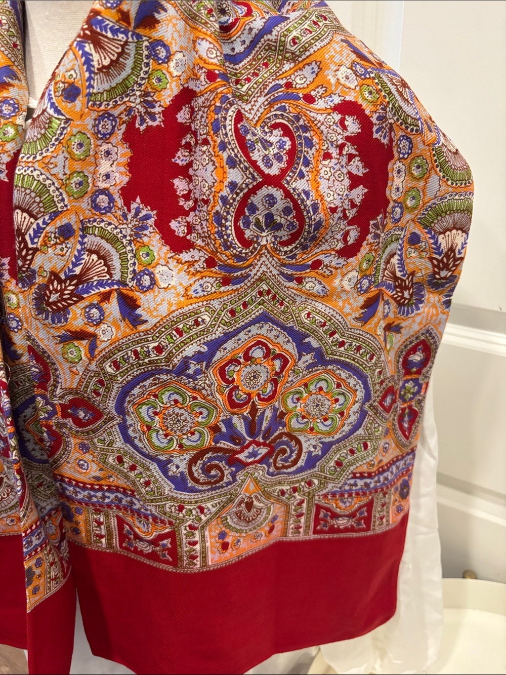 EUC Oilily Multicolor Paisley Scarf with Red Border